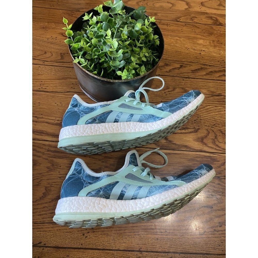 Adidas WMNS Sz 10.5 Pureboost X Athletic Running Shoes Green Geo Sneakers Rare